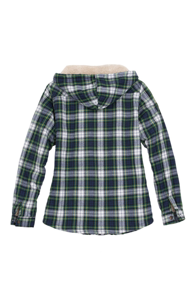 Women's Matching Family Zip Up Green Plaid Flannel Hoodie