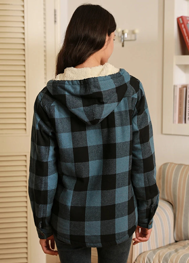 Women's Sherpa Lined Flannel Hoodie – Winter Clearance
