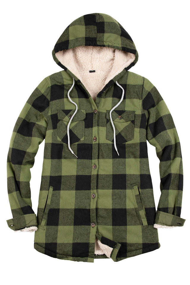 Women's Sherpa Lined Flannel Hoodie – Winter Clearance