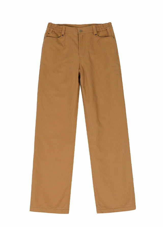 Front view of women's khaki soft flannel lined pants