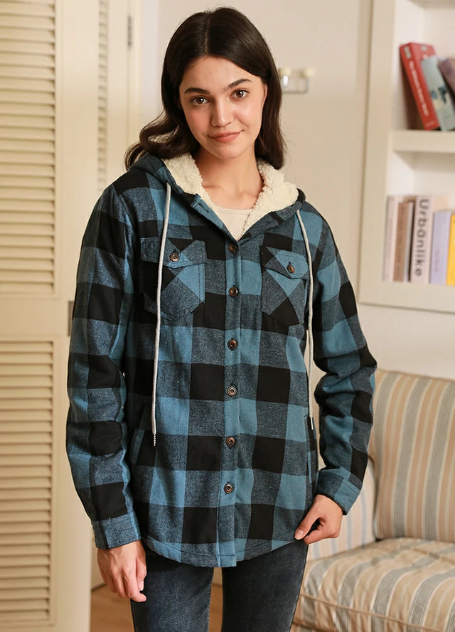 Women's Sherpa Lined Flannel Hoodie – Winter Clearance