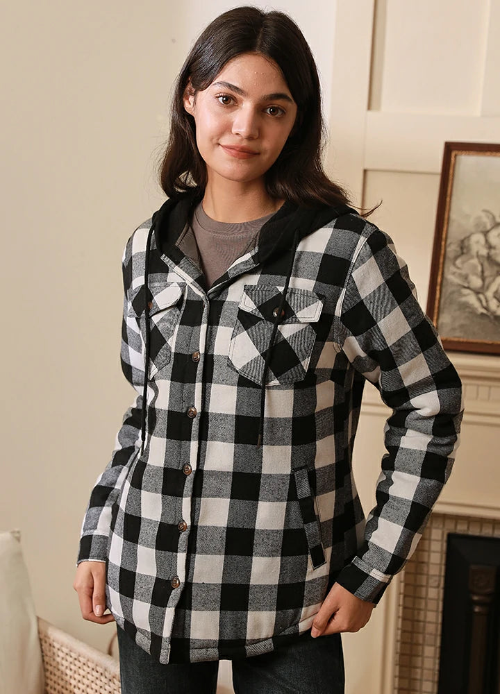 Zip Hoodie Womens Flannel Shirt With Hood Sweatshirt Flannel Zip
