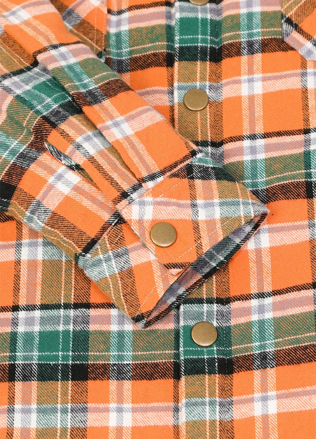 Kids Boys and Girls Quilted Lined Hooded Flannel Shirt Jacket,Snap Button