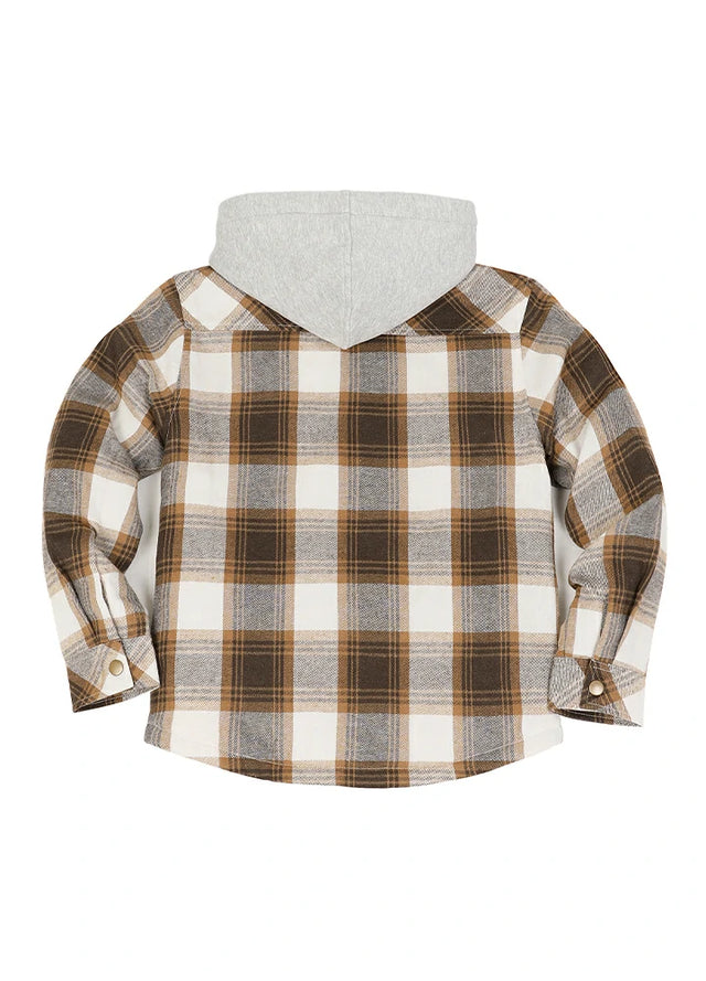 Kids Boys and Girls Quilted Lined Hooded Flannel Shirt Jacket,Snap Button