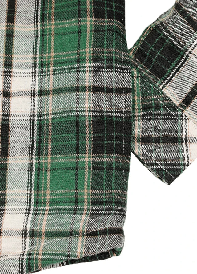 Kids Boys and Girls Quilted Lined Hooded Flannel Shirt Jacket,Snap Button