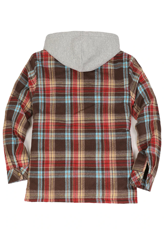 Women's Full Zip Up Quilted Lined Flannel Jacket,Snap Button Closure