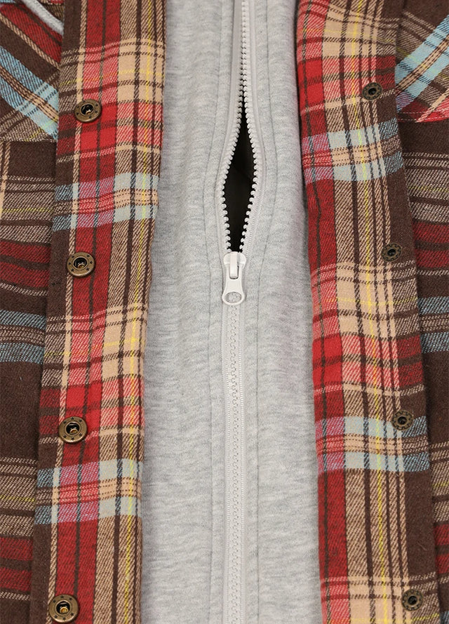 Women's Full Zip Up Quilted Lined Flannel Jacket,Snap Button Closure