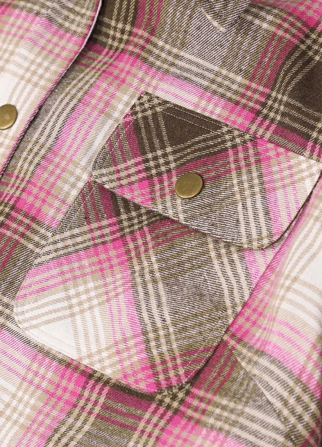 Women's Full Zip Up Quilted Lined Flannel Jacket,Snap Button Closure