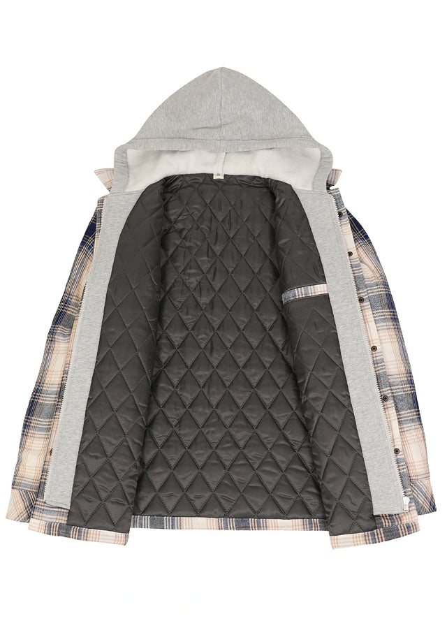 Women's Full Zip Up Quilted Lined Flannel Jacket,Snap Button Closure