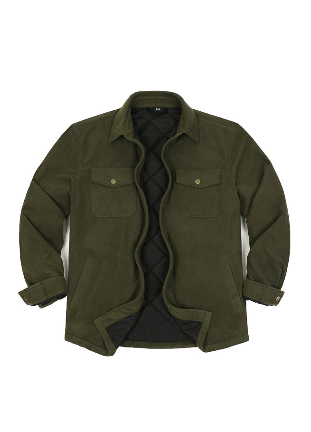 Men's Quilted Lined Snap Button Shirt Jacket