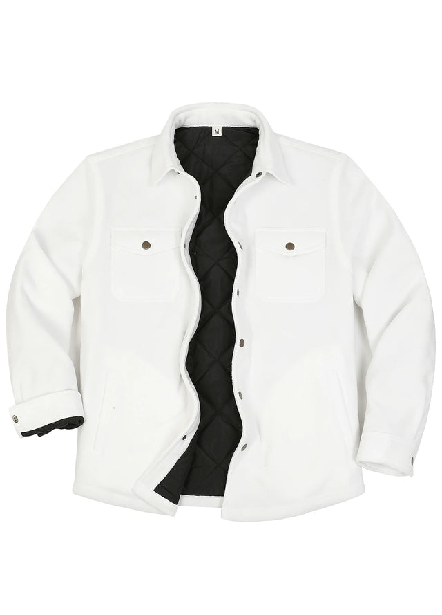 Men's Quilted Lined Snap Button Shirt Jacket