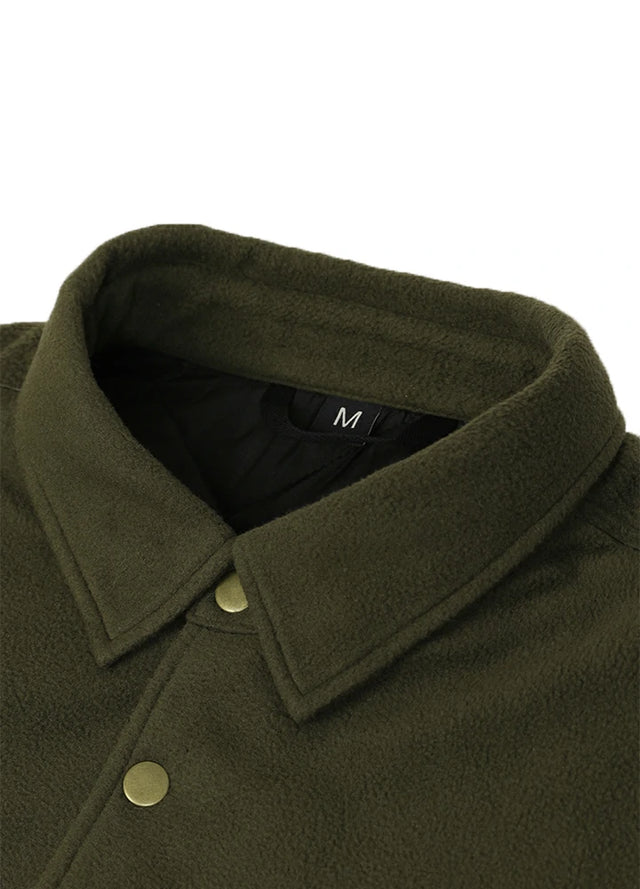 Men's Quilted Lined Snap Button Shirt Jacket