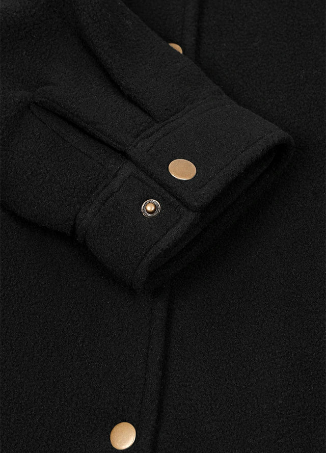 Women's Quilted Lined Snap Button Shirt Jacket