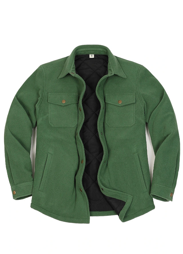 Women's Quilted Lined Snap Button Shirt Jacket