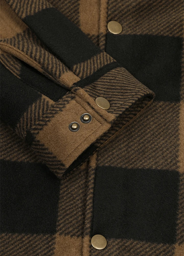 Men's Sherpa Lined Snap Button Shirt Jacket