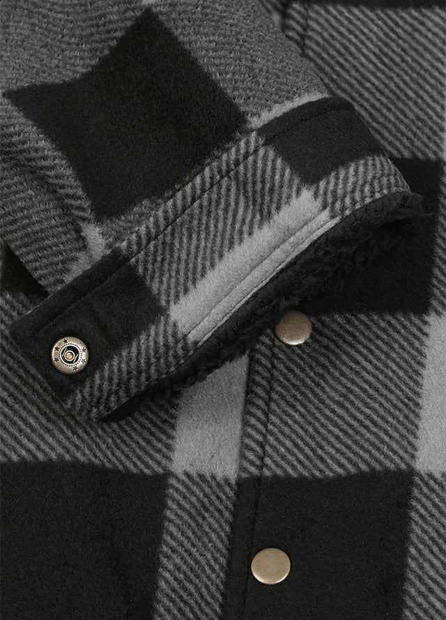 Men's Sherpa Lined Snap Button Shirt Jacket