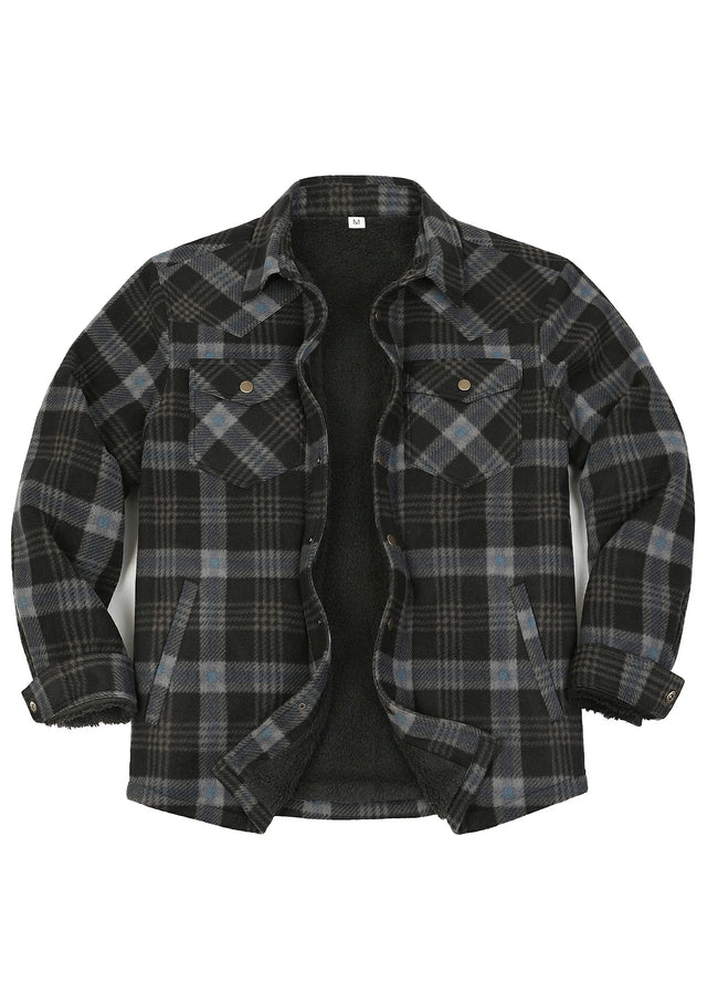 Men's Sherpa Lined Snap Button Shirt Jacket