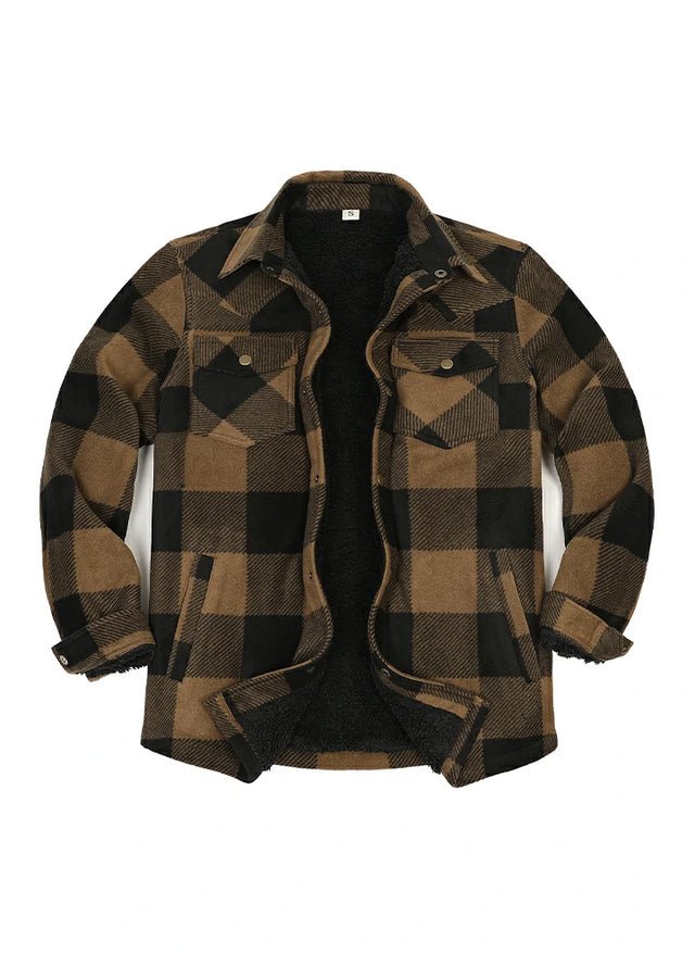 Men's Sherpa Lined Snap Button Shirt Jacket