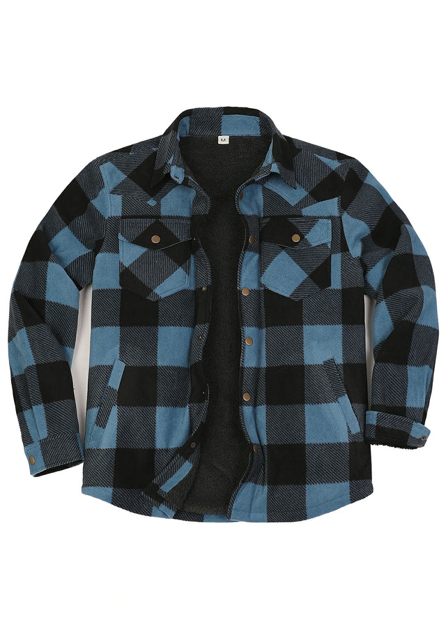 Men's Sherpa Lined Snap Button Shirt Jacket
