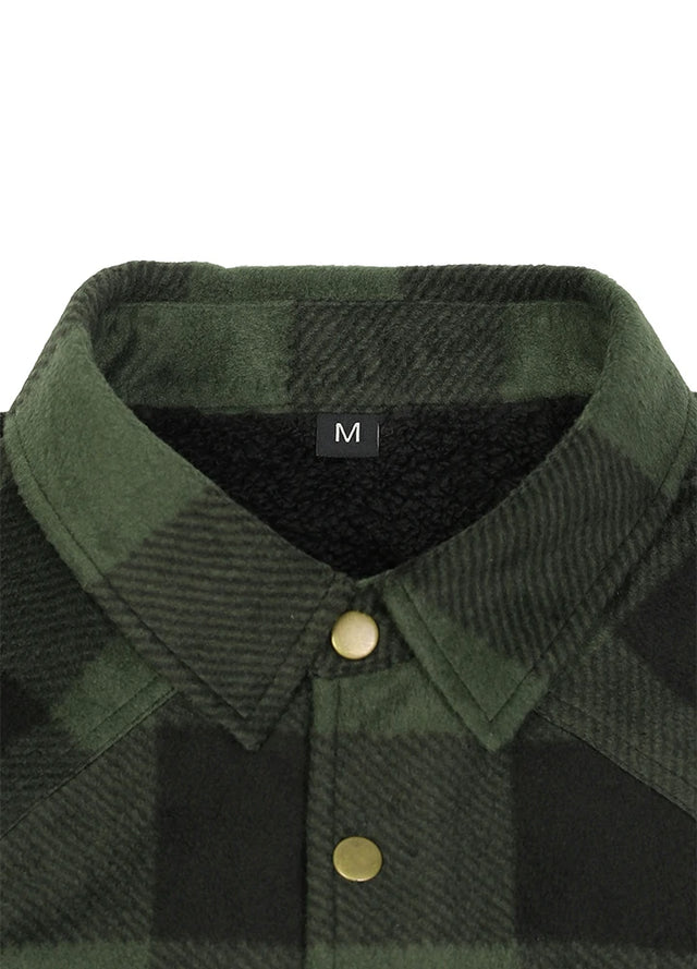 Men's Sherpa Lined Snap Button Shirt Jacket