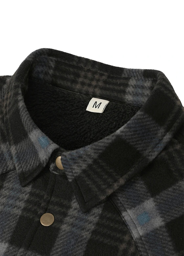 Men's Sherpa Lined Snap Button Shirt Jacket
