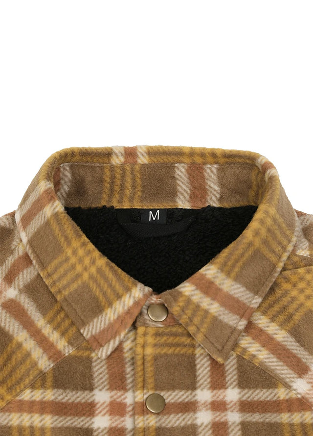 Men's Sherpa Lined Snap Button Shirt Jacket