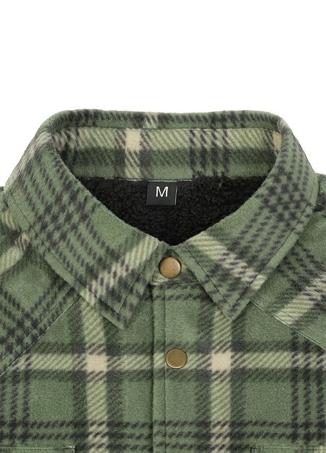 Men's Sherpa Lined Snap Button Shirt Jacket