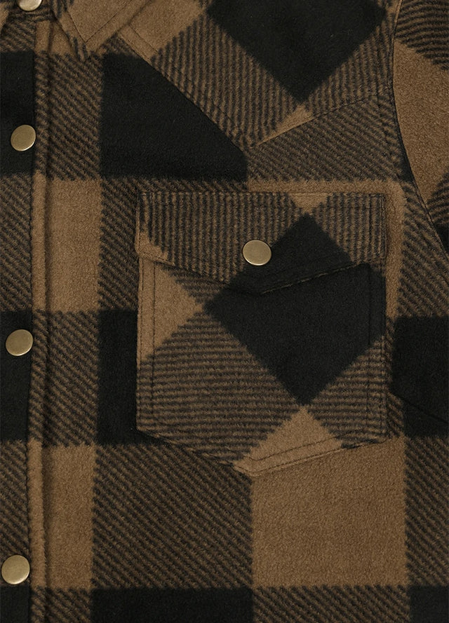 Women's Fleece Lined Snap Button Shirt Jacket