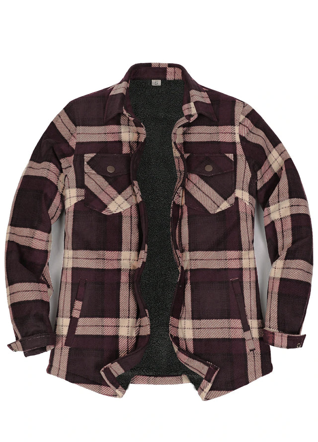 Women's Fleece Lined Snap Button Shirt Jacket