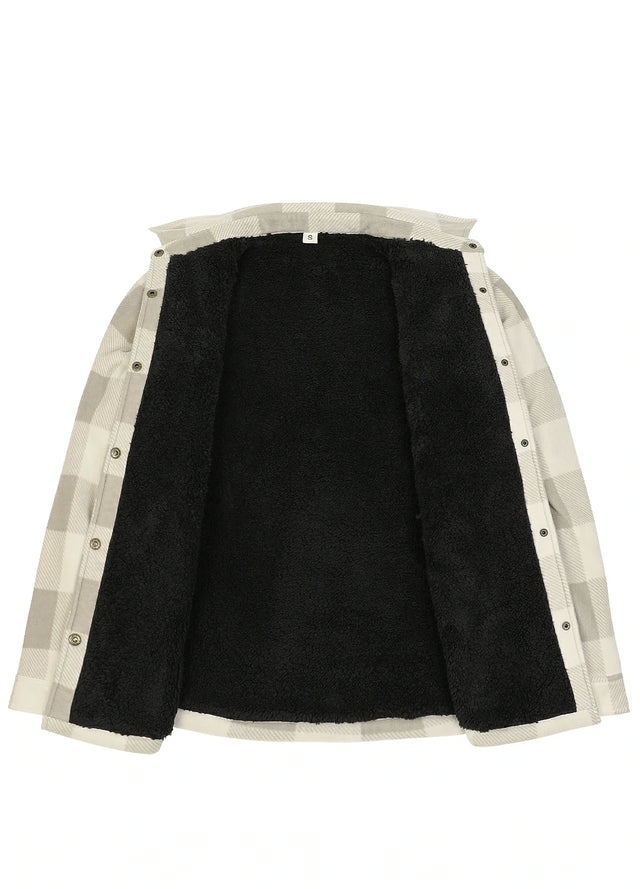 Women's Fleece Lined Snap Button Shirt Jacket