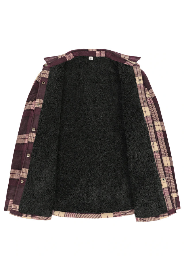 Women's Fleece Lined Snap Button Shirt Jacket