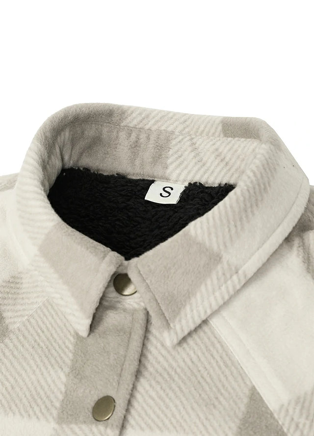 Women's Fleece Lined Snap Button Shirt Jacket