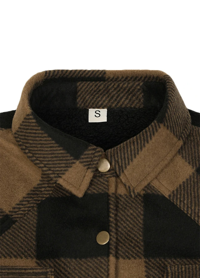 Women's Fleece Lined Snap Button Shirt Jacket