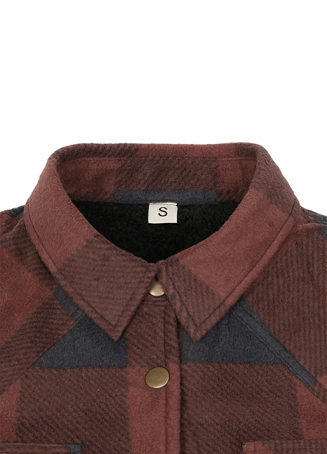 Women's Fleece Lined Snap Button Shirt Jacket