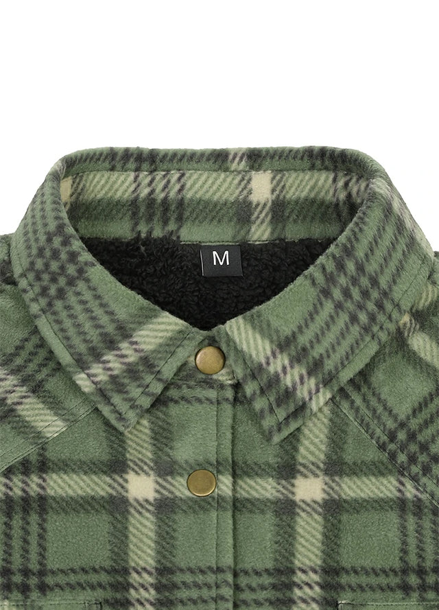 Women's Fleece Lined Snap Button Shirt Jacket