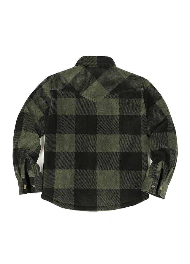 Kids Warm Fleece Lined Snap Button Shirt Jacket
