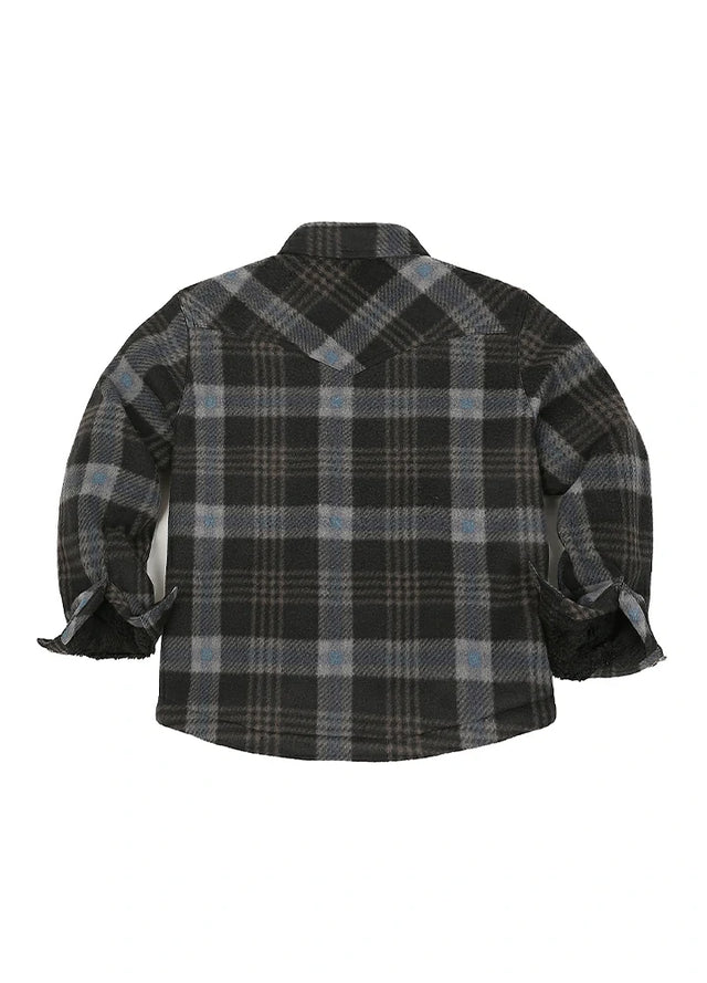 Kids Warm Fleece Lined Snap Button Shirt Jacket