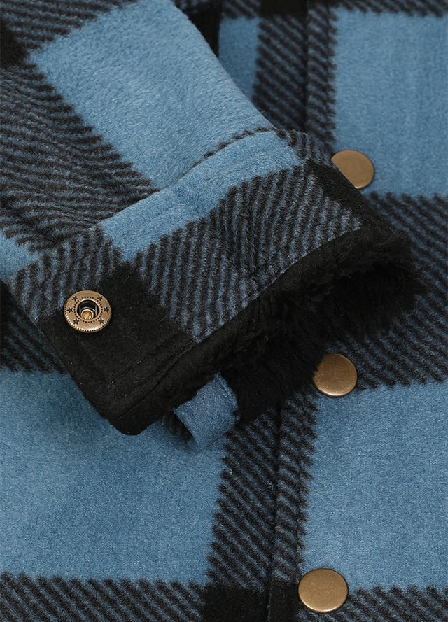 Kids Warm Fleece Lined Snap Button Shirt Jacket