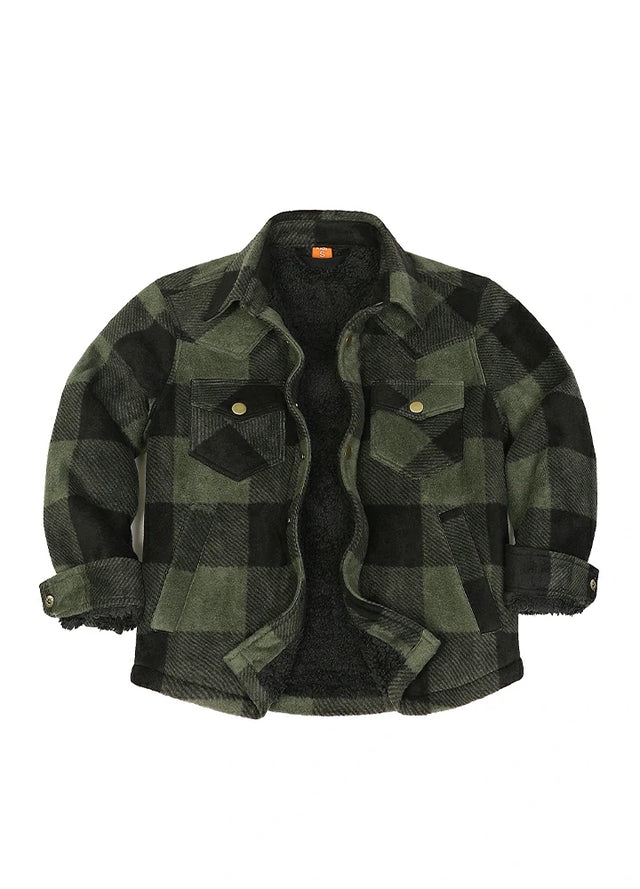 Kids Warm Fleece Lined Snap Button Shirt Jacket