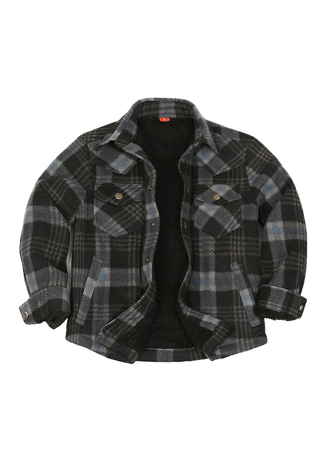 Kids Warm Fleece Lined Snap Button Shirt Jacket