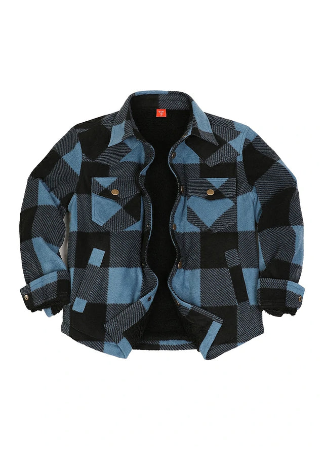 Kids Warm Fleece Lined Snap Button Shirt Jacket
