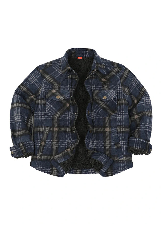 Kids Warm Fleece Lined Snap Button Shirt Jacket