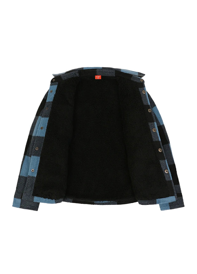 Kids Warm Fleece Lined Snap Button Shirt Jacket