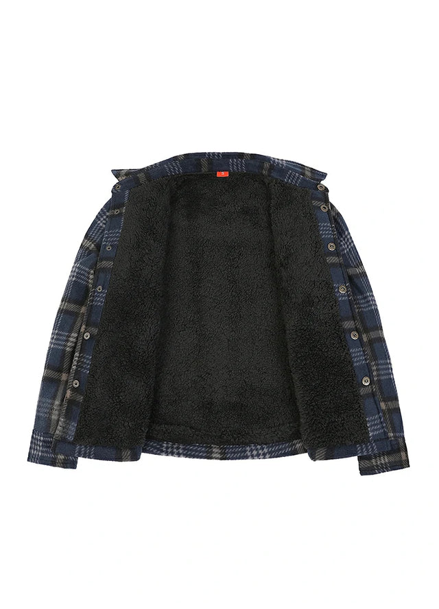 Kids Warm Fleece Lined Snap Button Shirt Jacket
