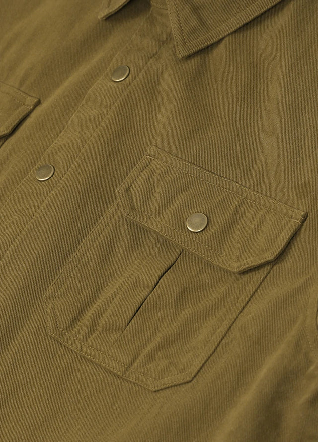 Herren-Hemdjacke aus schwerer gewaschener Baumwolle mit Flanellfutter