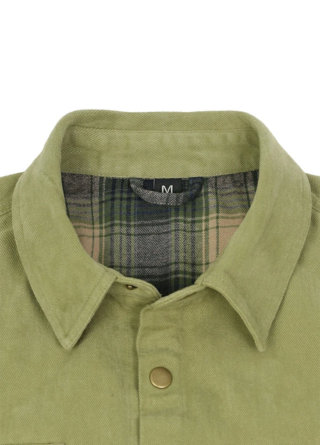 Herren-Hemdjacke aus schwerer gewaschener Baumwolle mit Flanellfutter