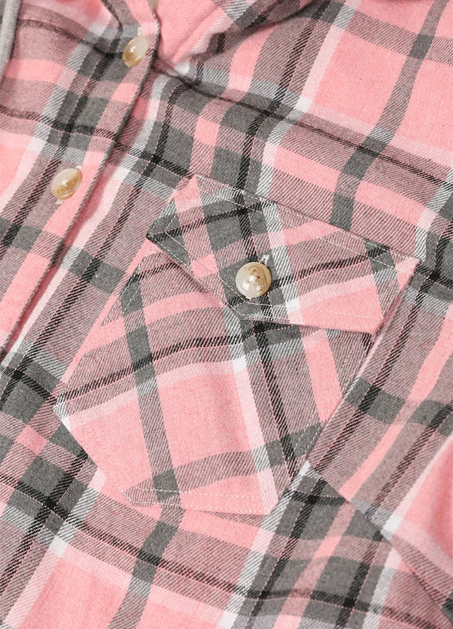 Women's Sherpa Lined Flannel Jacket with Hood, Button Up Plaid
