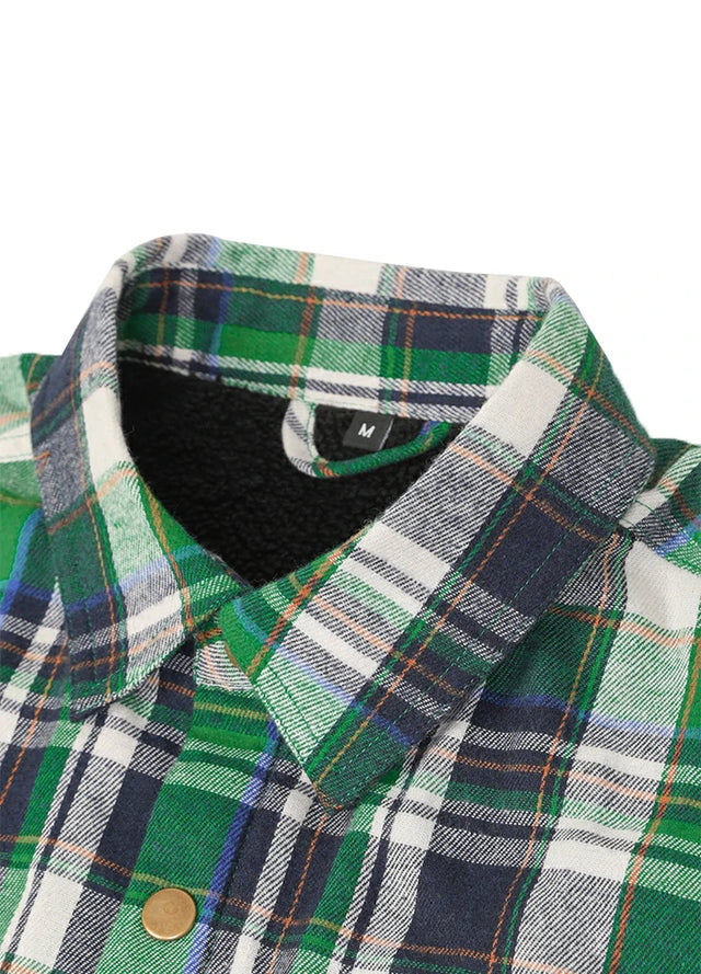 Men's Snap Front Flannel Shirt Jacket, Sherpa-Lined Plaid Shacket