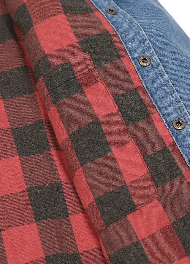 Men's Flannel Lined Utility Denim Shacket Workwear Inspired, 11.2 oz