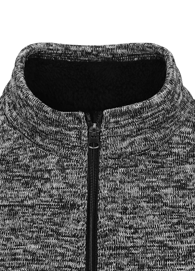 Close view of the neckline of a heather gray women's sherpa lined jacket-XR312HHui-S,XR312HHui-M,XR312HHui-L,XR312HHui-XL,XR312HHui-XXL